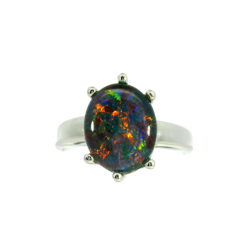 Triplet Opal Ring in Stainless Steel - Multicolour