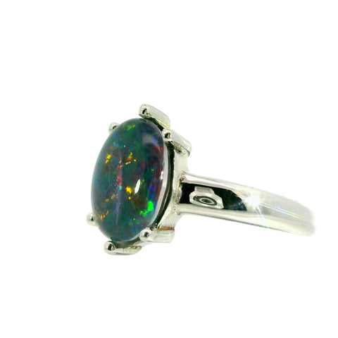 Triplet Opal Ring in Stainless Steel - Multicolour