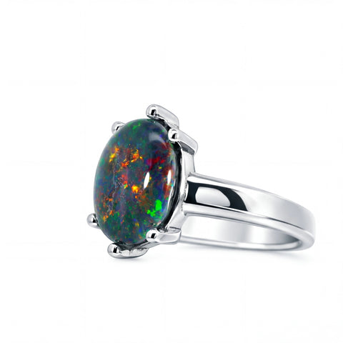 Triplet Opal Ring in Stainless Steel - Multicolour - Australian Opal Cutters and Pearl Divers