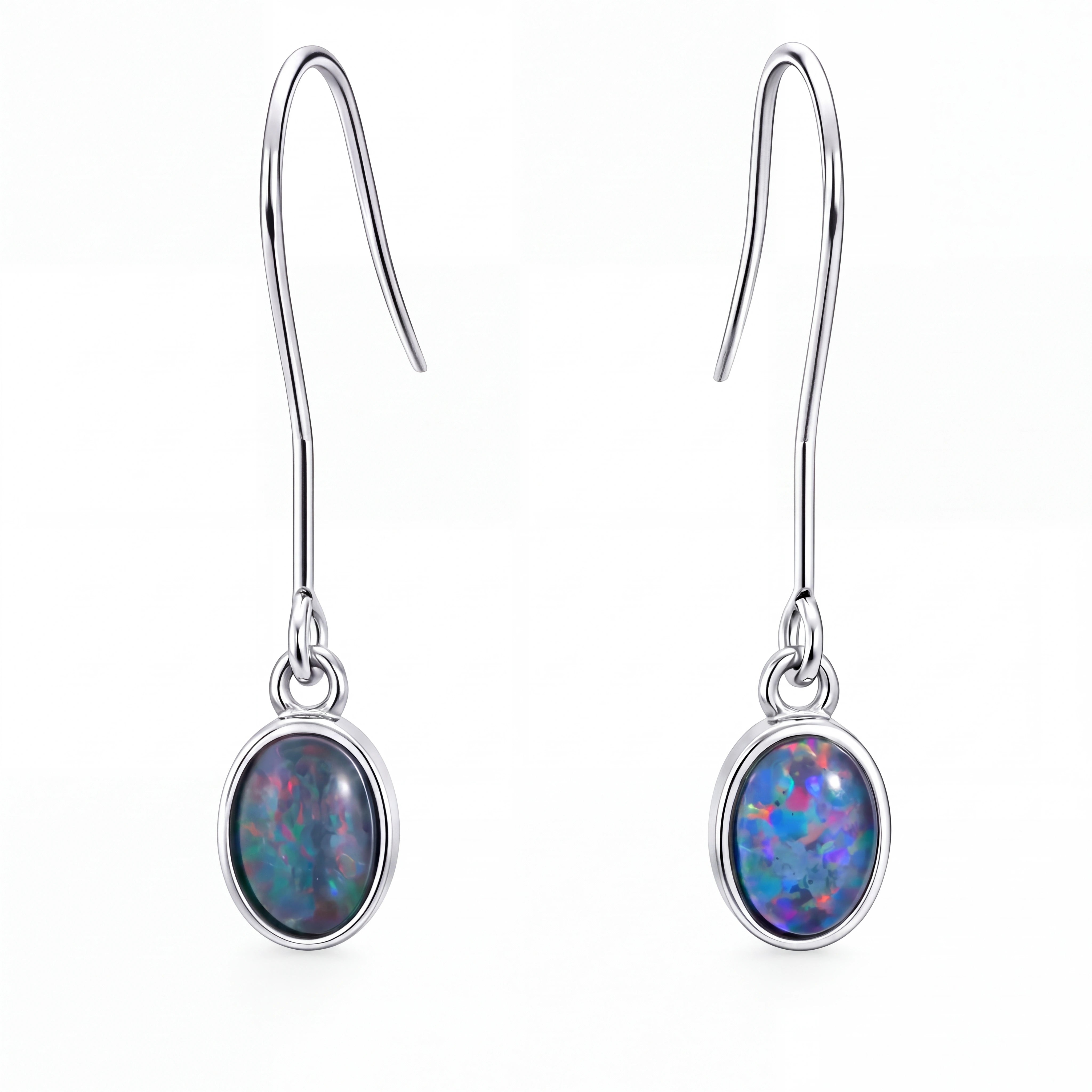 Triplet Opal Earrings in Stainless Steel - Multicolour - Australian Opal Cutters and Pearl Divers