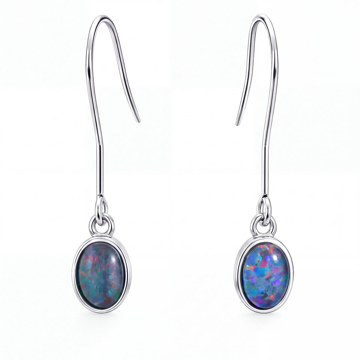 Triplet Opal Earrings in Stainless Steel - Multicolour - Australian Opal Cutters and Pearl Divers