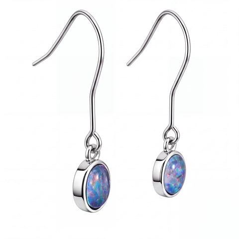 Triplet Opal Earrings in Stainless Steel - Multicolour - Australian Opal Cutters and Pearl Divers