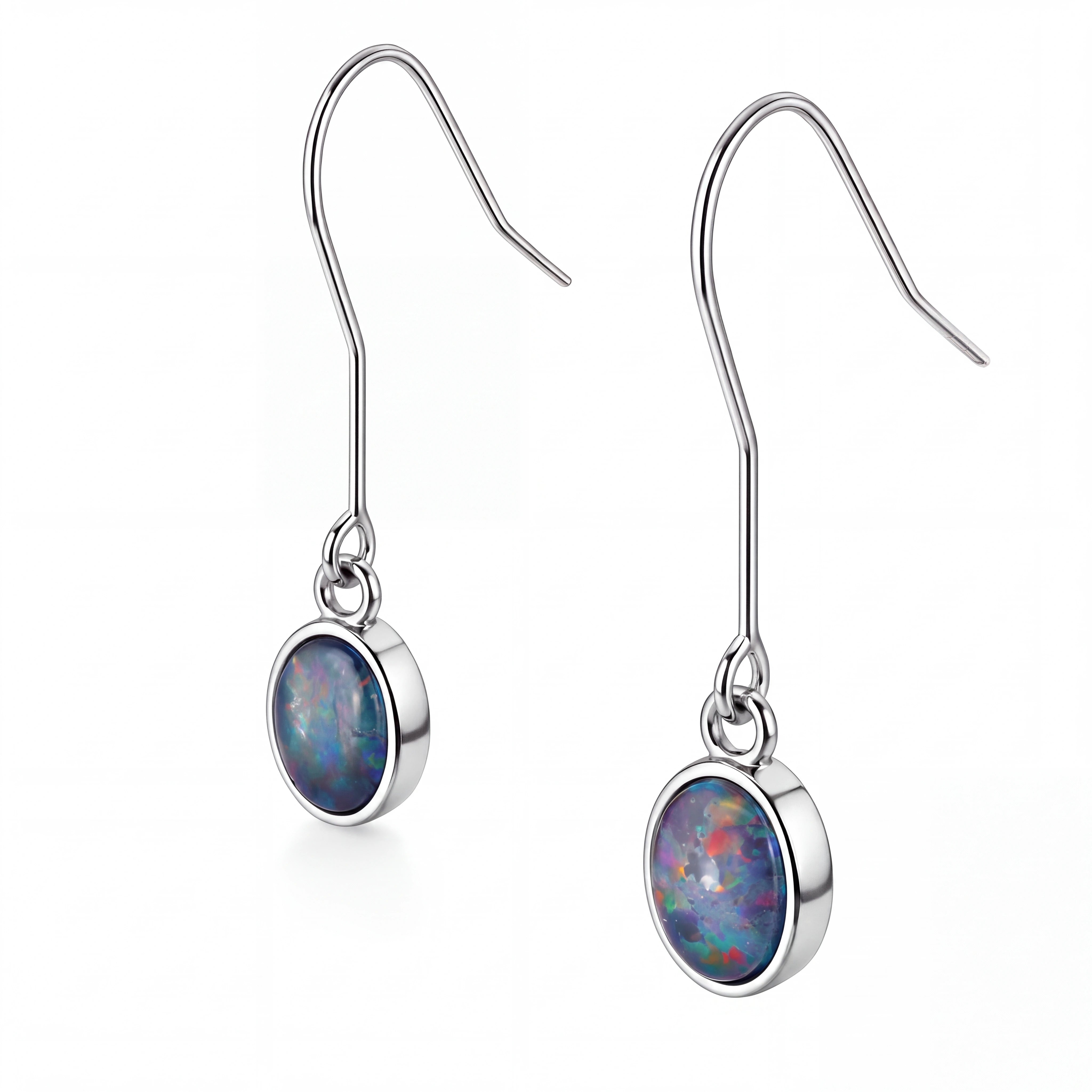 Triplet Opal Earrings in Stainless Steel - Multicolour - Australian Opal Cutters and Pearl Divers