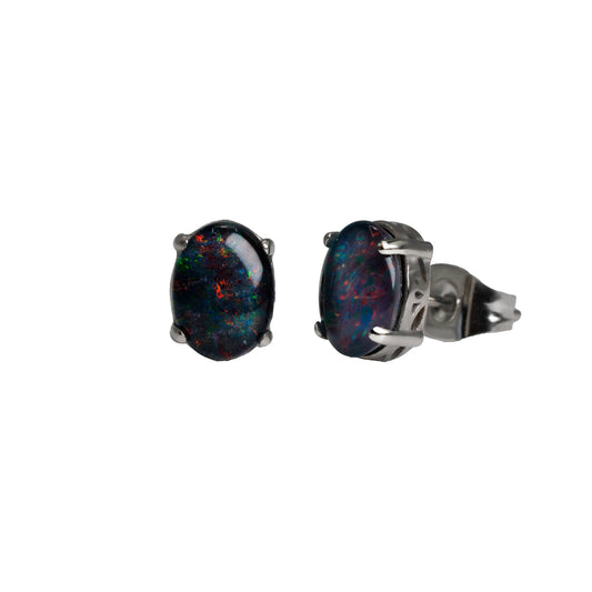 Triplet Opal Earrings in Stainless Steel - Multicolour