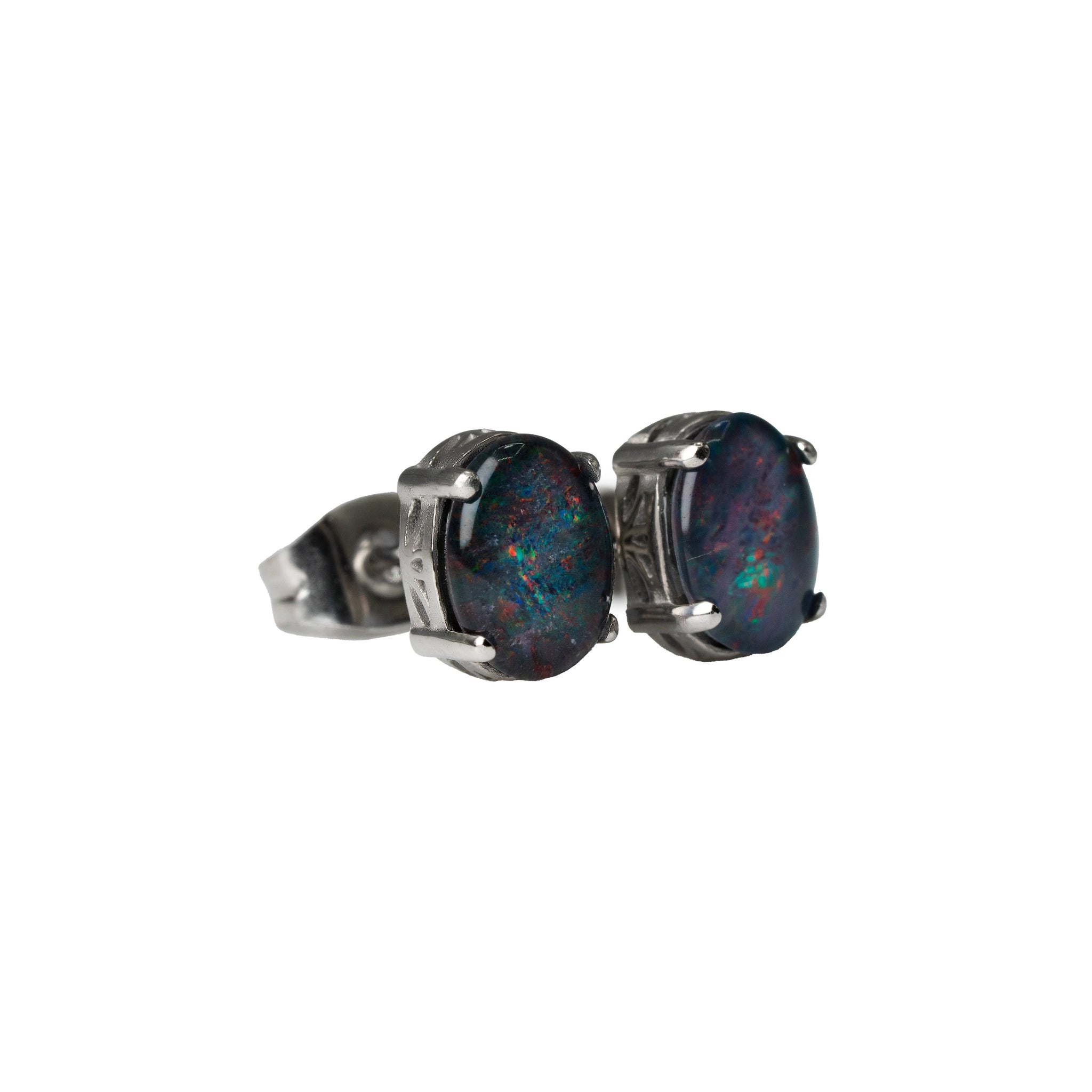 Triplet Opal Earrings in Stainless Steel - Multicolour