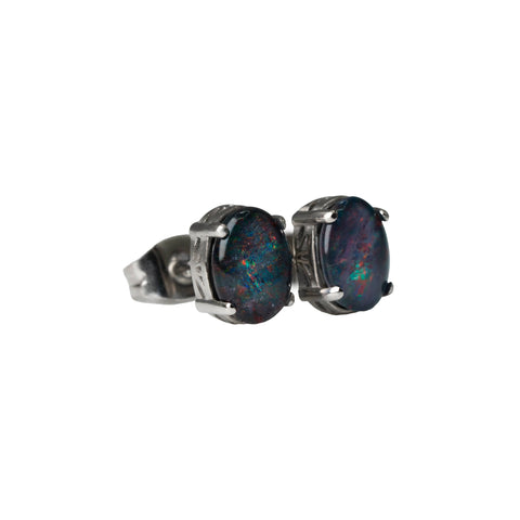 Triplet Opal Earrings in Stainless Steel - Multicolour
