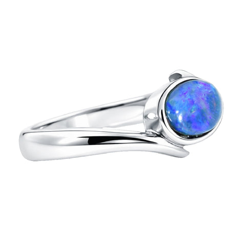 Dark Opal Ring in Stainless Steel - Green-Blue