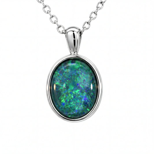 Australian Triplet Opal Pendant in Stainless Steel