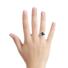 Triplet Opal Ring in Stainless Steel - Green-Blue