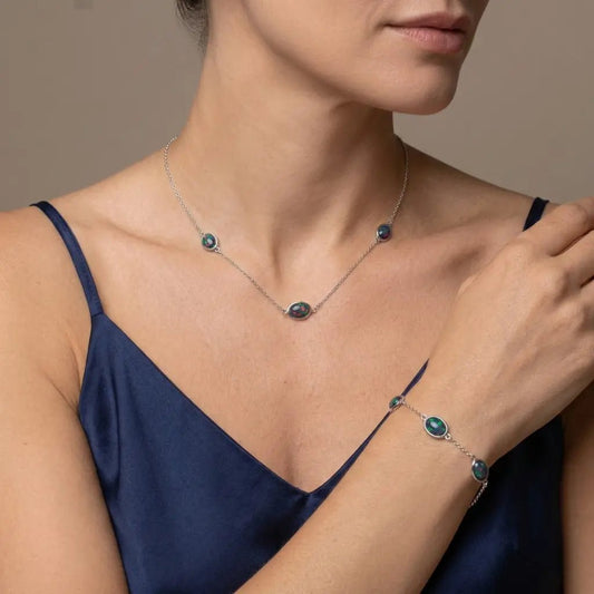 Multicolour Opal Necklace & Bracelet Set - Australian Opal Cutters and Pearl Divers