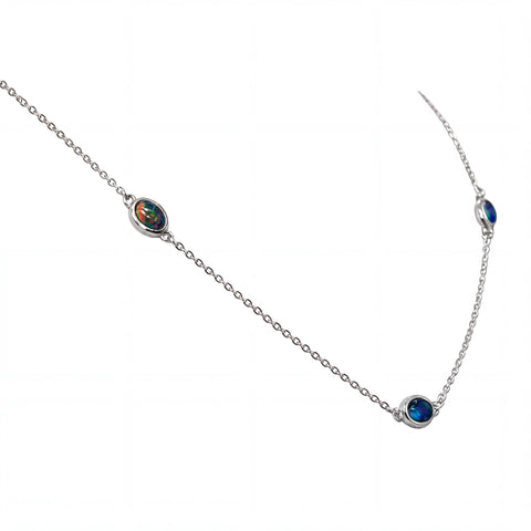 Triplet Opal Necklace in Stainless Steel - Multicolour