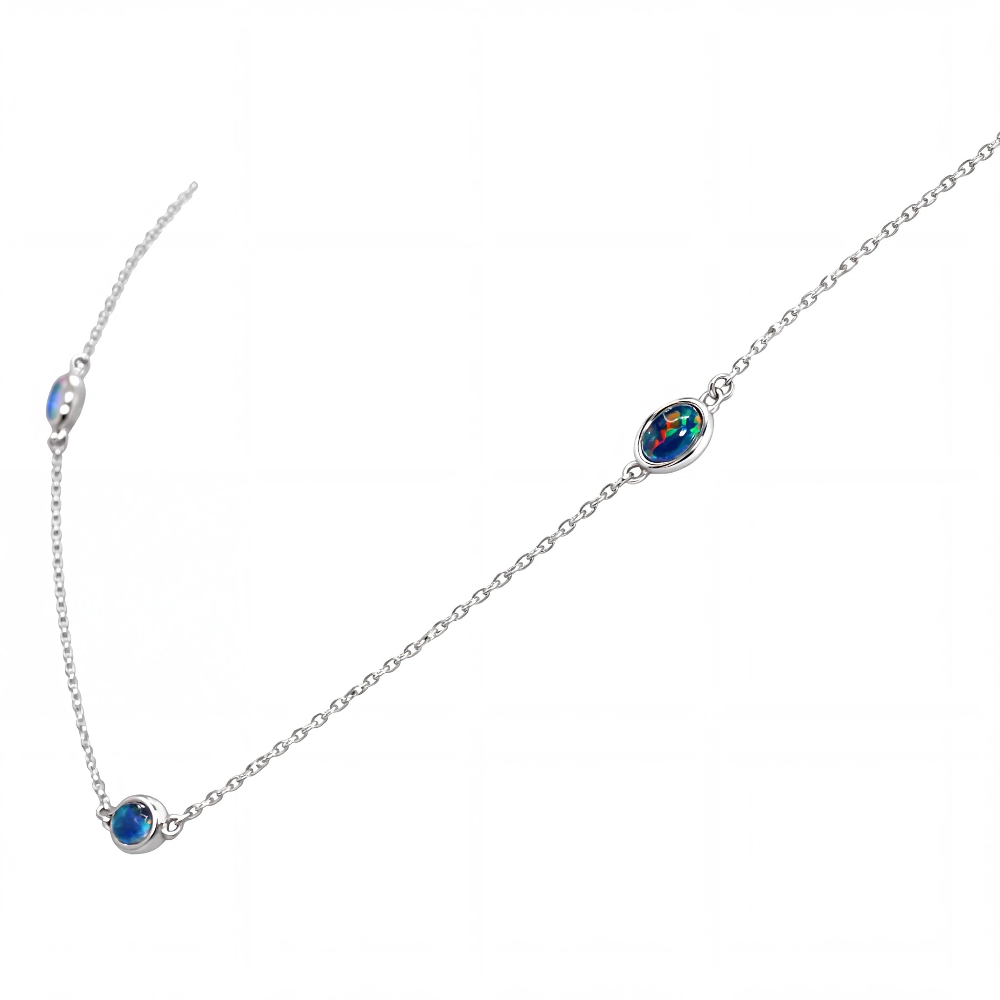 Triplet Opal Necklace in Stainless Steel - Multicolour