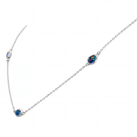Triplet Opal Necklace in Stainless Steel - Multicolour