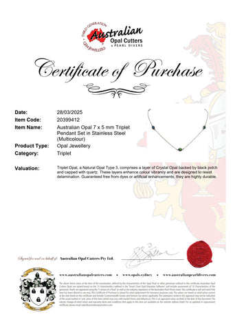 Triplet Opal Necklace in Stainless Steel - Multicolour