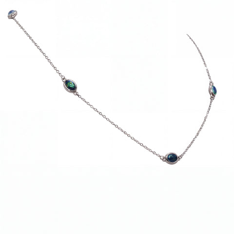 Triplet Opal Necklace in Stainless Steel - Green-Blue - Australian Opal Cutters and Pearl Divers