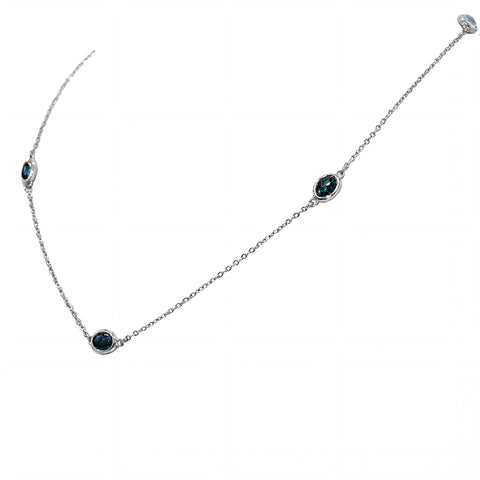 Triplet Opal Necklace in Stainless Steel - Green-Blue