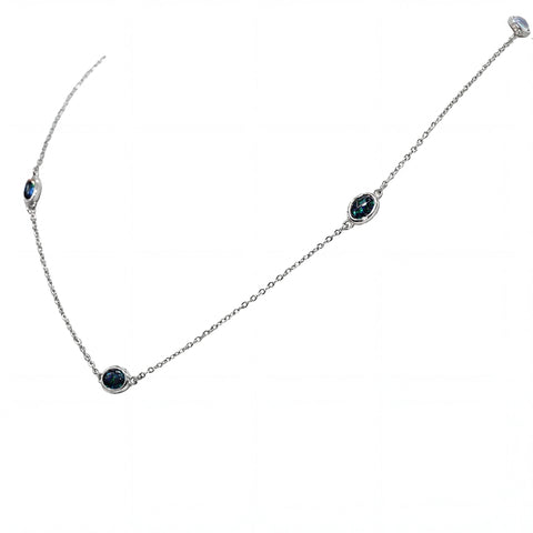 Triplet Opal Necklace in Stainless Steel - Green-Blue - Australian Opal Cutters and Pearl Divers