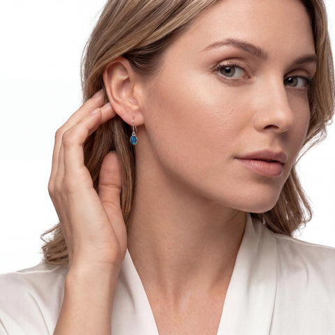 Triplet Opal Earrings in Stainless Steel - Green-Blue