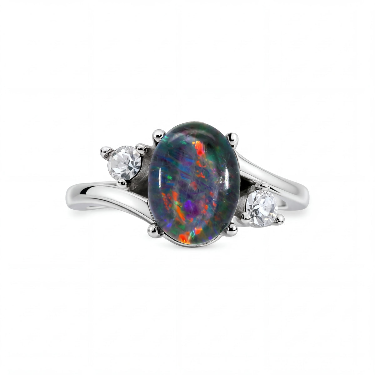 Triplet Opal Ring in Stainless Steel - Multicolour