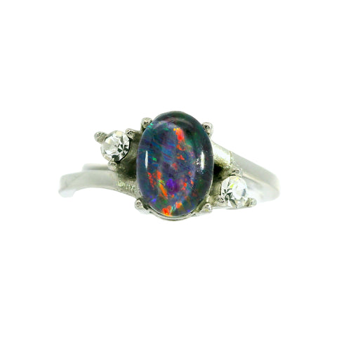 Triplet Opal Ring in Stainless Steel - Multicolour
