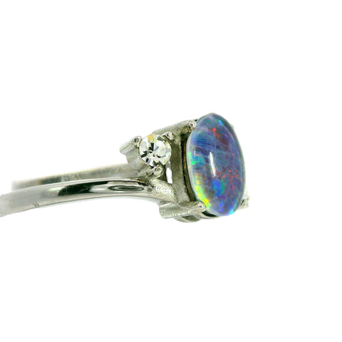 Triplet Opal Ring in Stainless Steel - Multicolour
