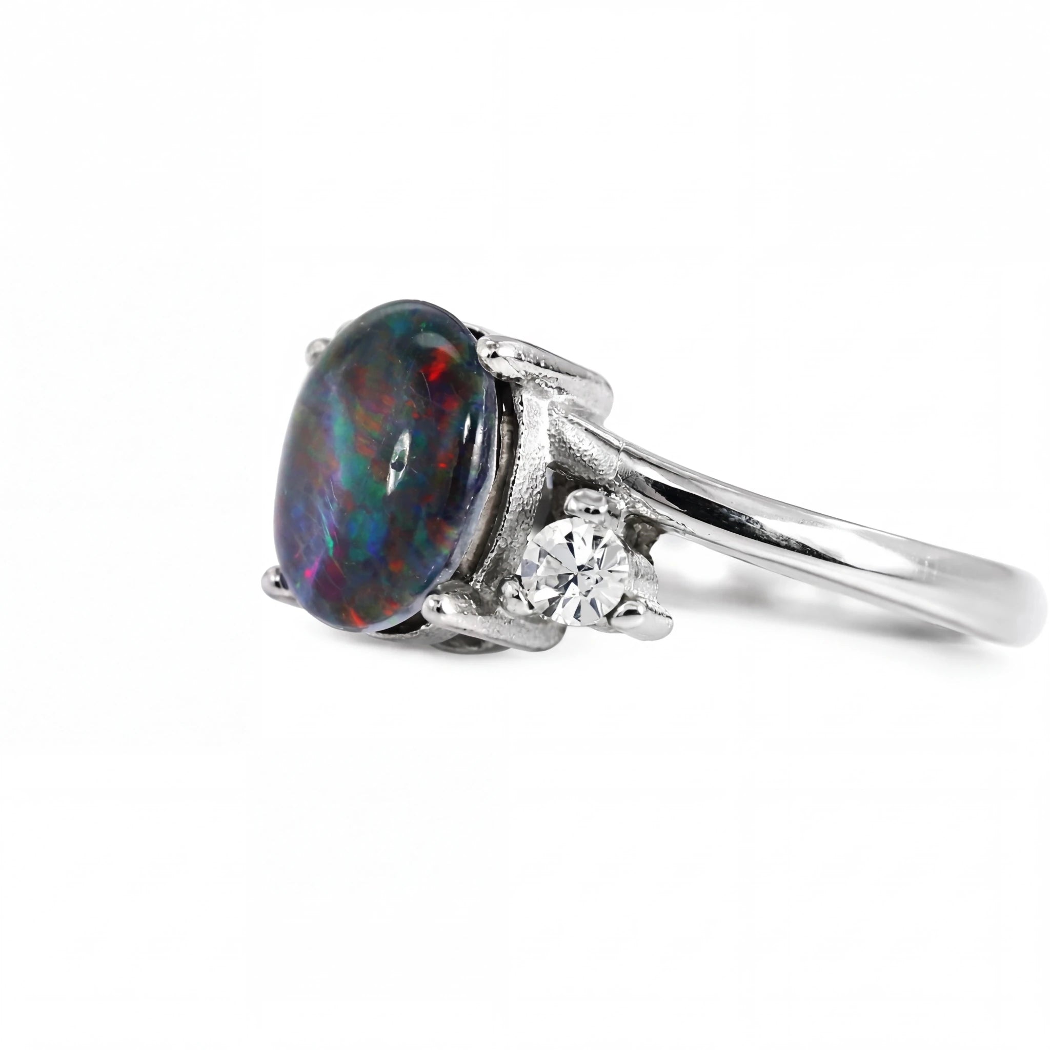 Triplet Opal Ring in Stainless Steel - Multicolour - Australian Opal Cutters and Pearl Divers