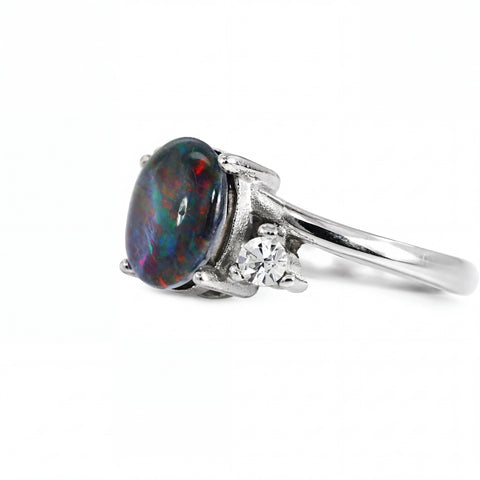 Triplet Opal Ring in Stainless Steel - Multicolour