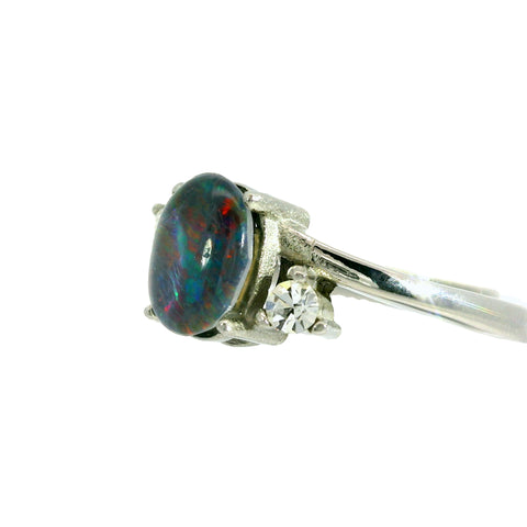 Triplet Opal Ring in Stainless Steel - Multicolour