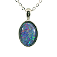 Triplet Opal Pendant in Stainless Steel - Multicolour