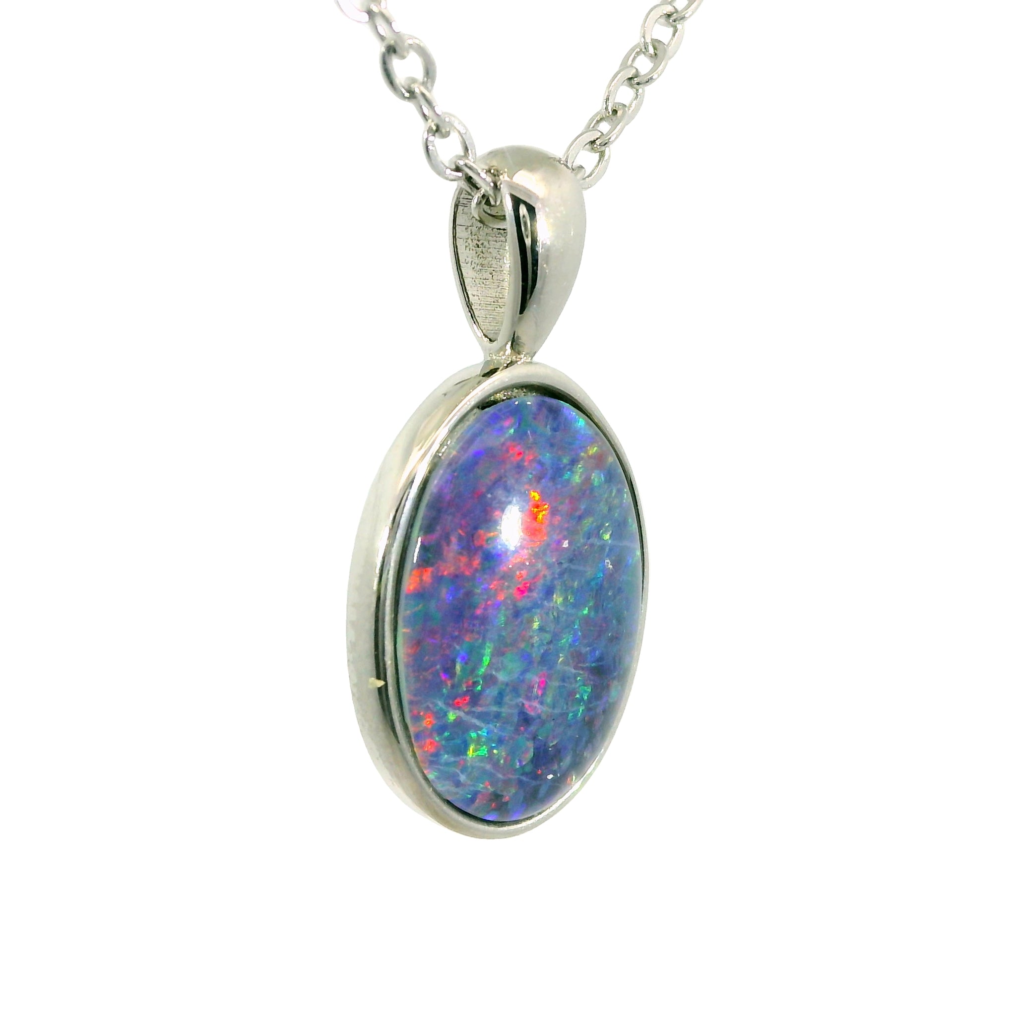 Triplet Opal Pendant in Stainless Steel - Multicolour