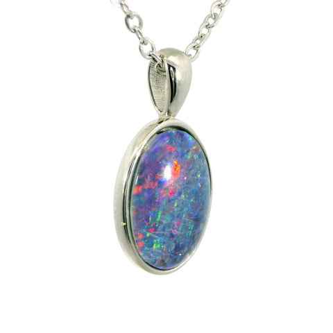 Triplet Opal Pendant in Stainless Steel - Multicolour