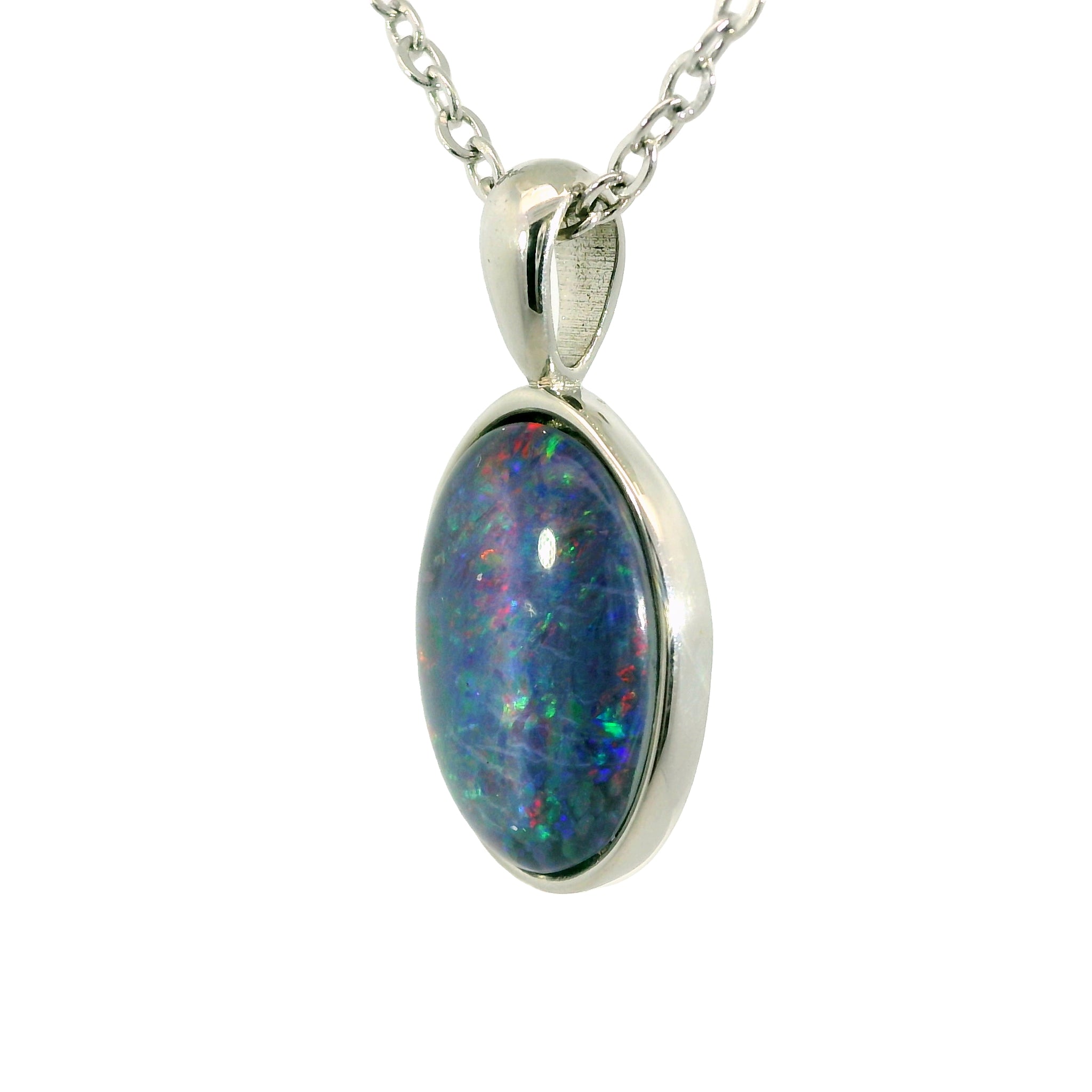 Triplet Opal Pendant in Stainless Steel - Multicolour