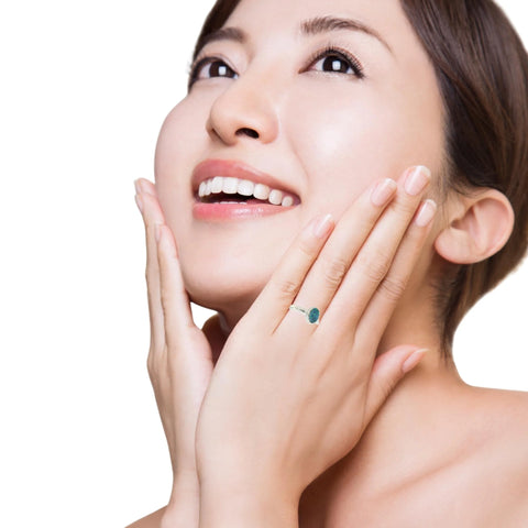 Triplet Opal Ring in Stainless Steel - Green-Blue