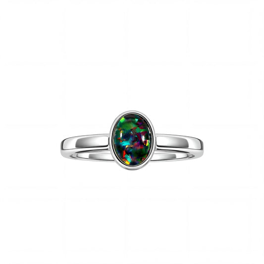 Triplet Opal Ring in Stainless Steel - Multicolour - Australian Opal Cutters and Pearl Divers