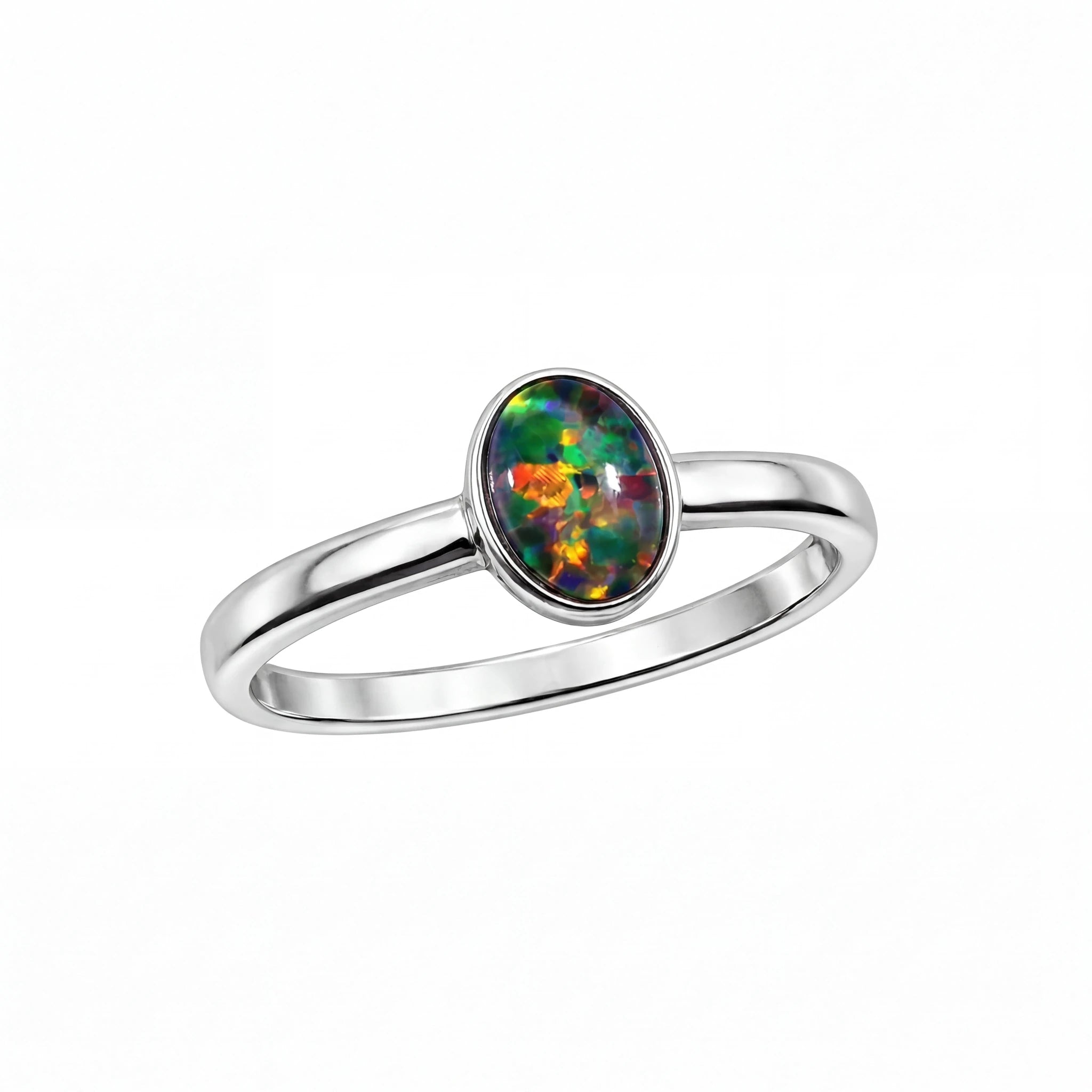 Triplet Opal Ring in Stainless Steel - Multicolour - Australian Opal Cutters and Pearl Divers