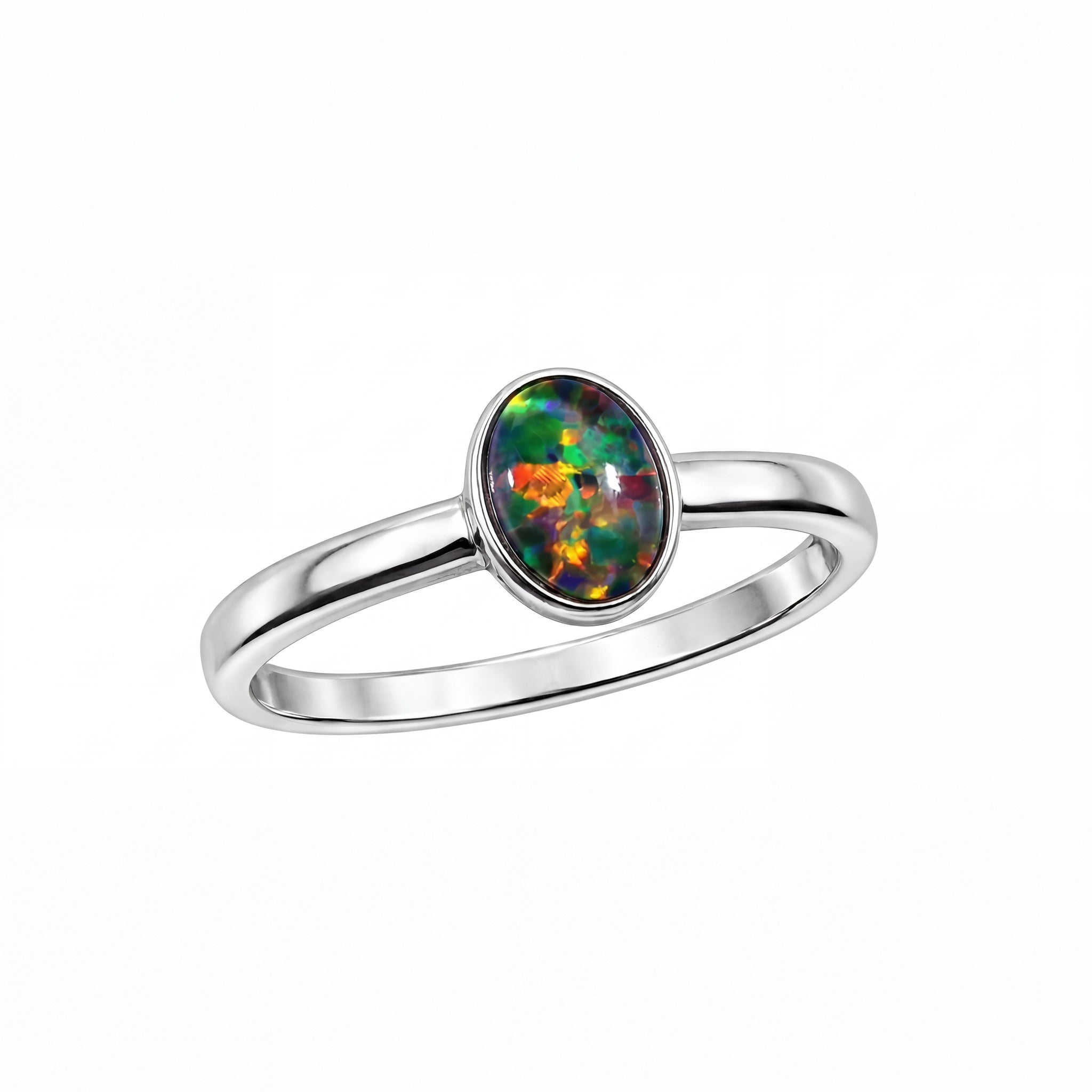 Triplet Opal Ring in Stainless Steel - Multicolour