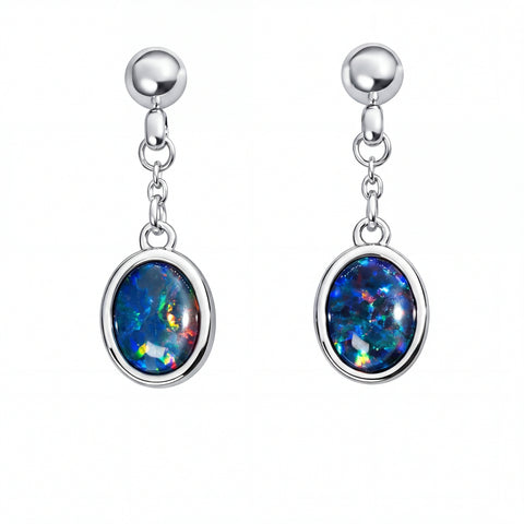 Triplet Opal Earrings in Stainless Steel - Multicolour