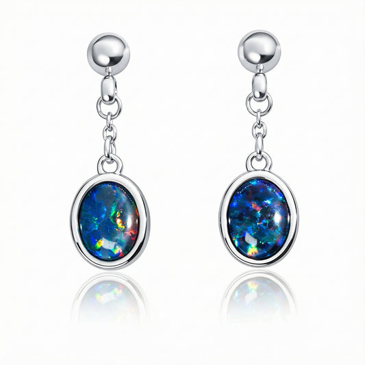 Triplet Opal Earrings in Stainless Steel - Multicolour