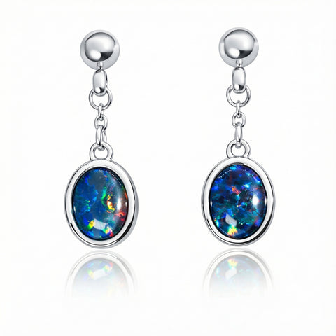 Triplet Opal Earrings in Stainless Steel - Multicolour
