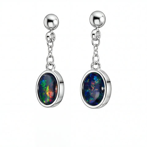 Triplet Opal Earrings in Stainless Steel - Multicolour
