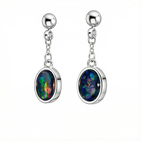 Triplet Opal Earrings in Stainless Steel - Multicolour