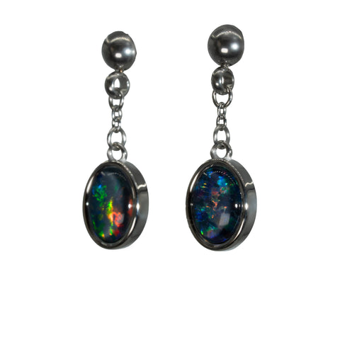 Triplet Opal Earrings in Stainless Steel - Multicolour