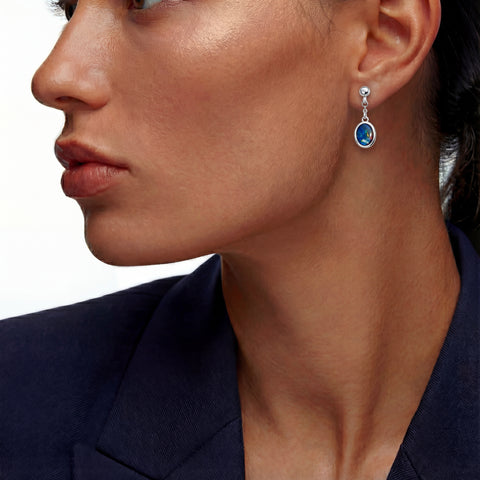 Triplet Opal Earrings in Stainless Steel - Multicolour