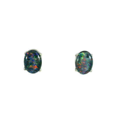 Triplet Opal Earrings in 925 Sterling Silver - Multicolour