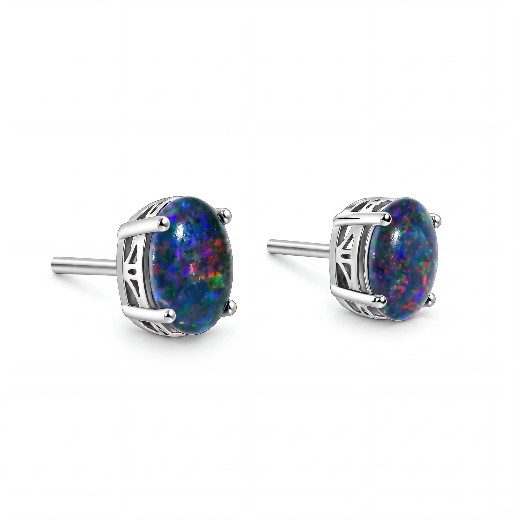 Triplet Opal Earrings in 925 Sterling Silver - Multicolour - Australian Opal Cutters and Pearl Divers