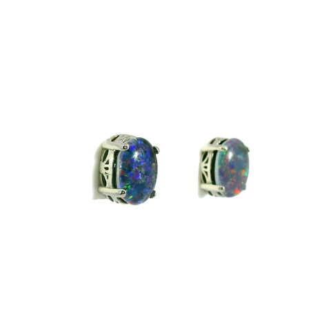 Triplet Opal Earrings in 925 Sterling Silver - Multicolour