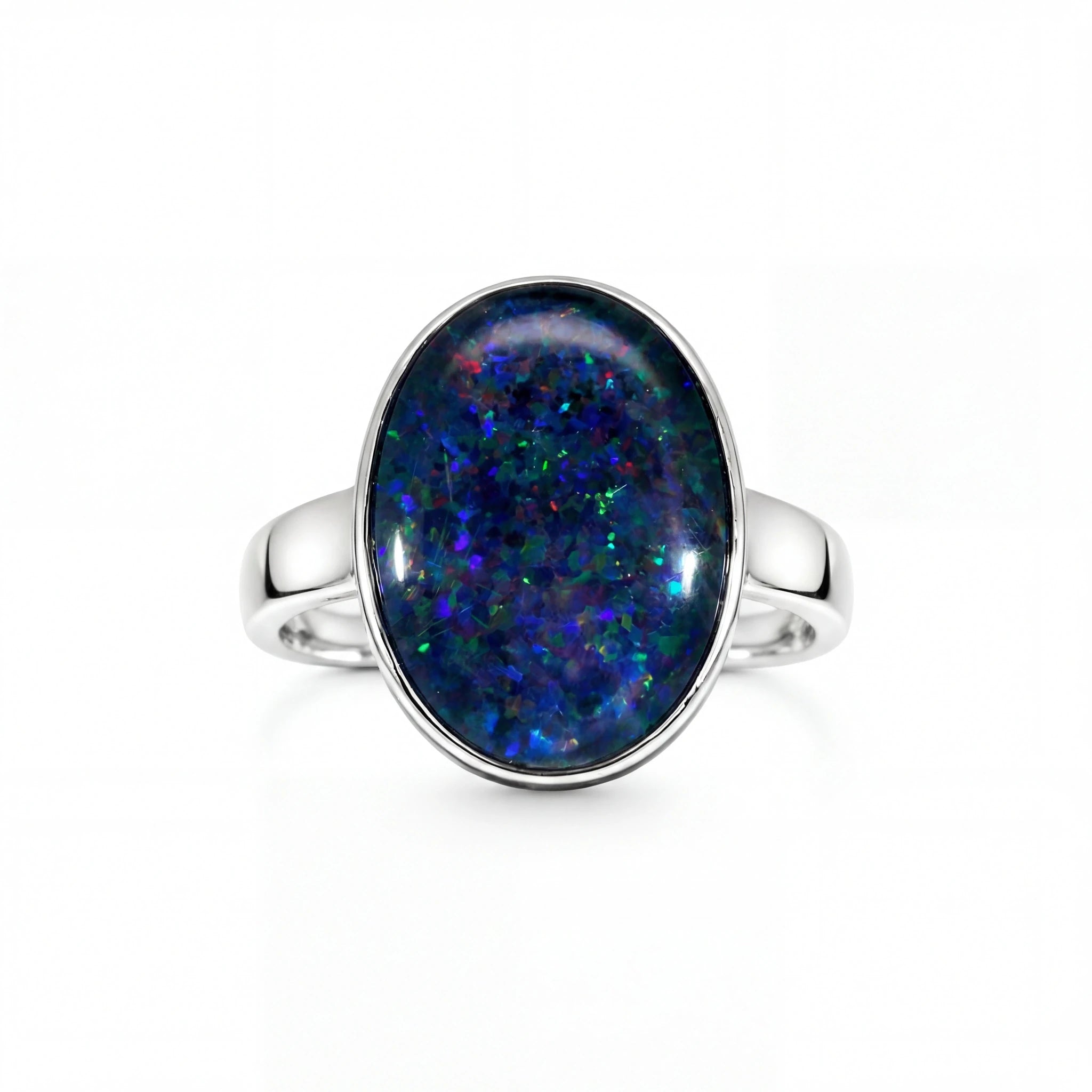 Triplet Opal Men's Ring in 925 Sterling Silver - Multicolour - Australian Opal Cutters and Pearl Divers