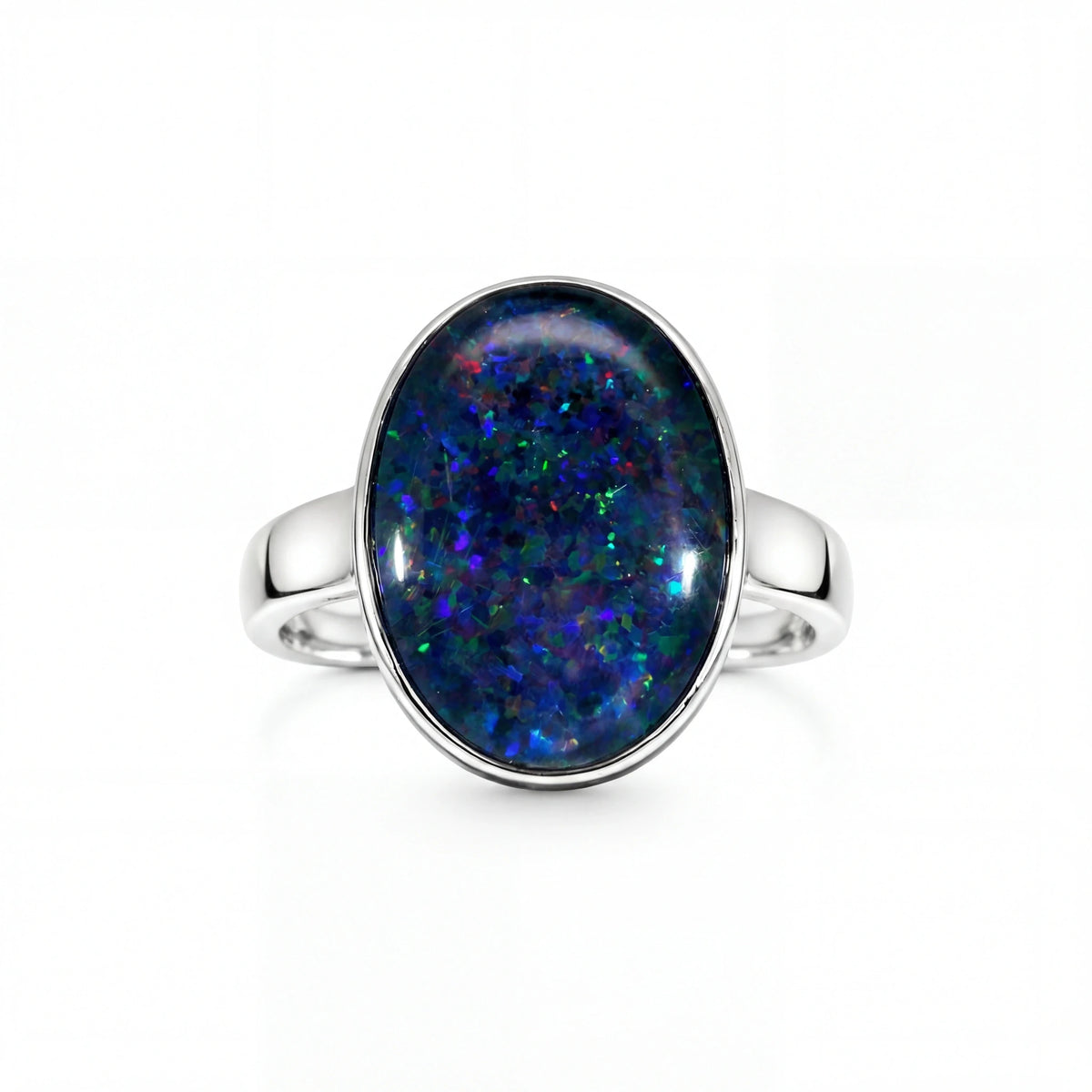 Triplet Opal Men's Ring in 925 Sterling Silver - Multicolour - Australian Opal Cutters and Pearl Divers