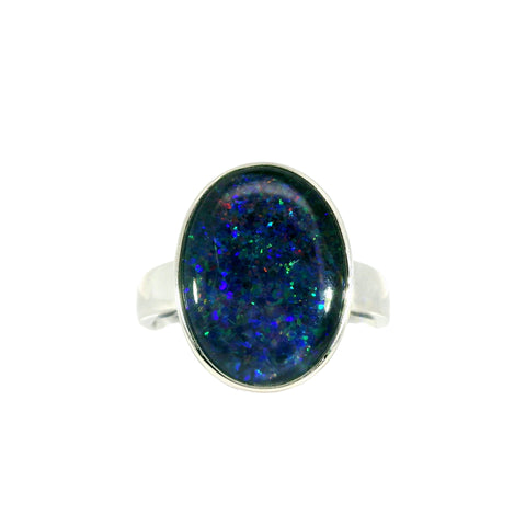 Triplet Opal Men's Ring in 925 Sterling Silver - Multicolour