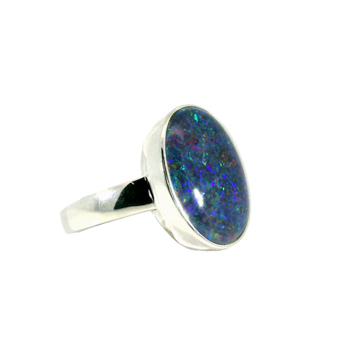 Triplet Opal Men's Ring in 925 Sterling Silver - Multicolour